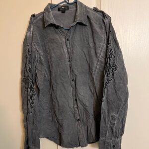 POP ICON CLOTHING Striped Gray Shirt